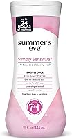 Summer's Eve Simply Sensitive Feminine Wash - Gentle pH-Balanced Daily Body Wash for Women, Odor-Removing Micellar Formula, 15oz