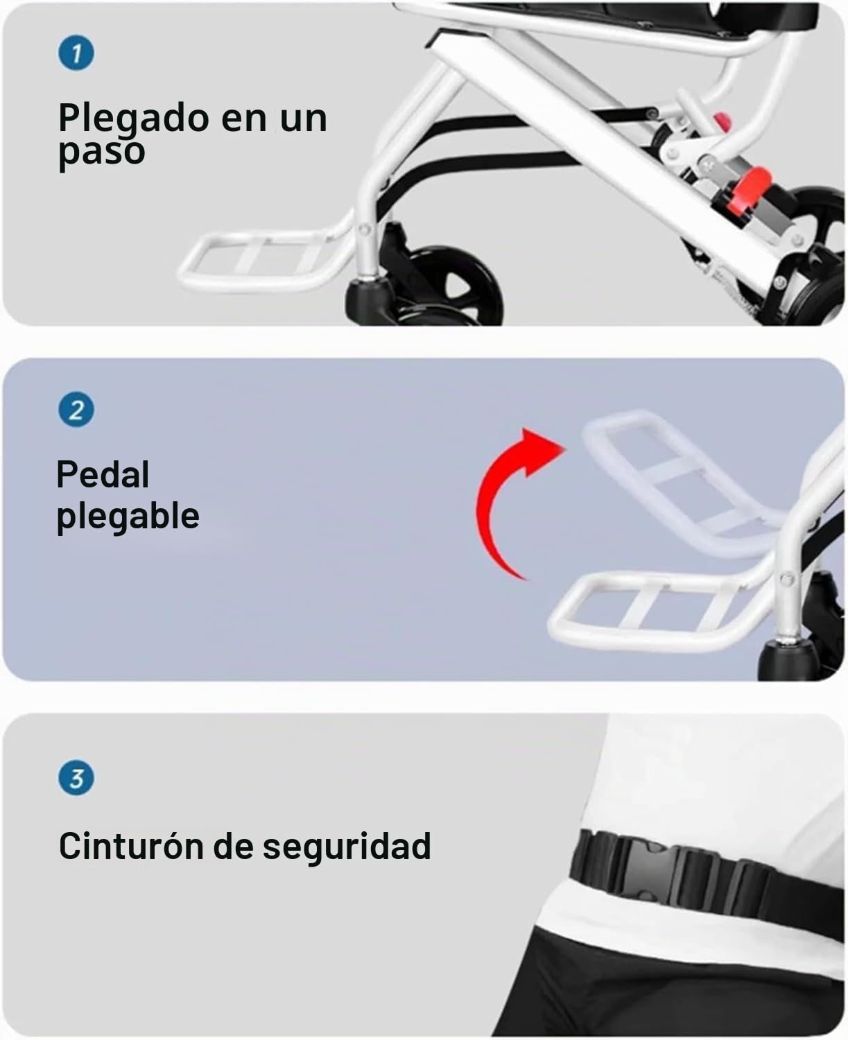 Silla de ruedas de transporte súper ligera para adultos (18 libras), plegable, portátil con frenos de bloqueo, capacidad de 230 libras | Silla de ruedas para adultos