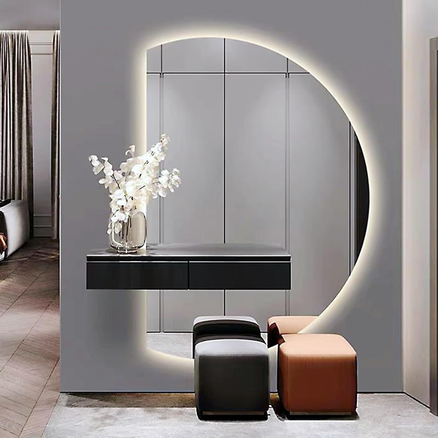 FGXHHS Anti-Fog with Dimmable LED Backlight and Smart Touch Switch, Frameless Full-Length Wall for Entryway
