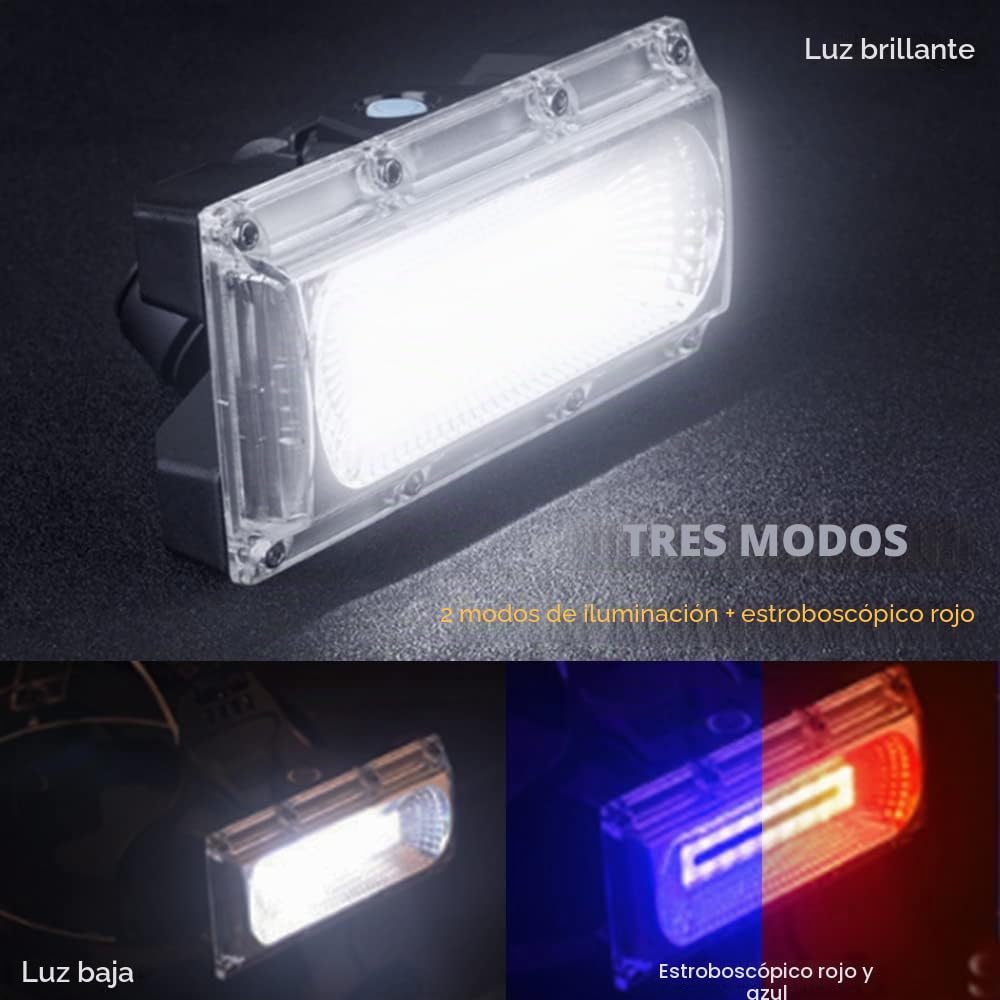 Linterna frontal, LETOUR Linterna Frontal Recargable, luz de inundación COB de alto brillo, luz de trabajo impermeable para camping, contenedor de batería más grande, tiempo de trabajo superlargo