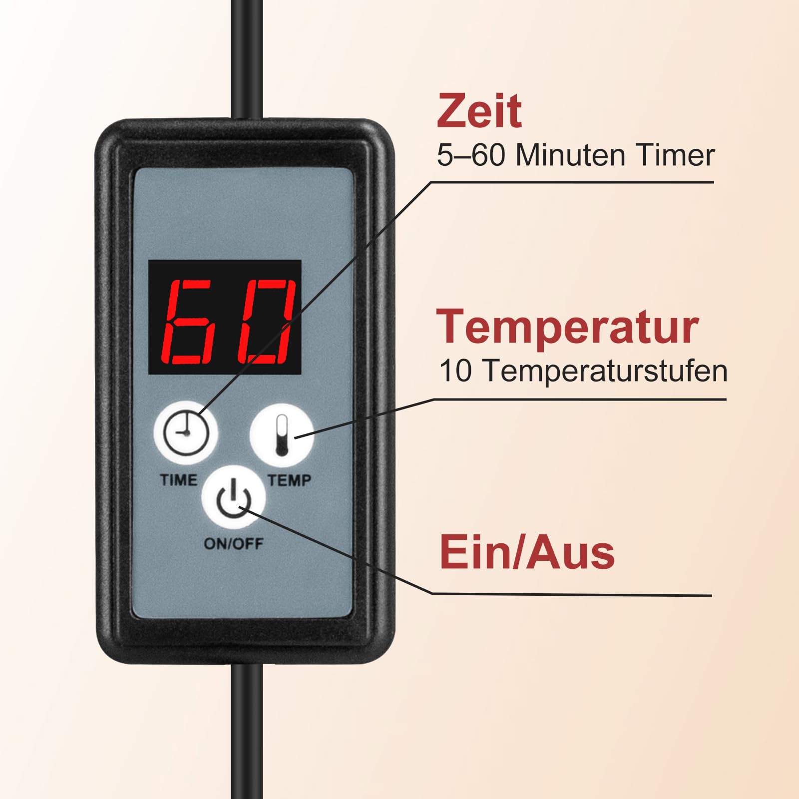 Cozion 100 Watt Rotlicht, In-frarot Heizlampe Temperatureinstellbar, In-frarot-Licht mit Halter und Timer