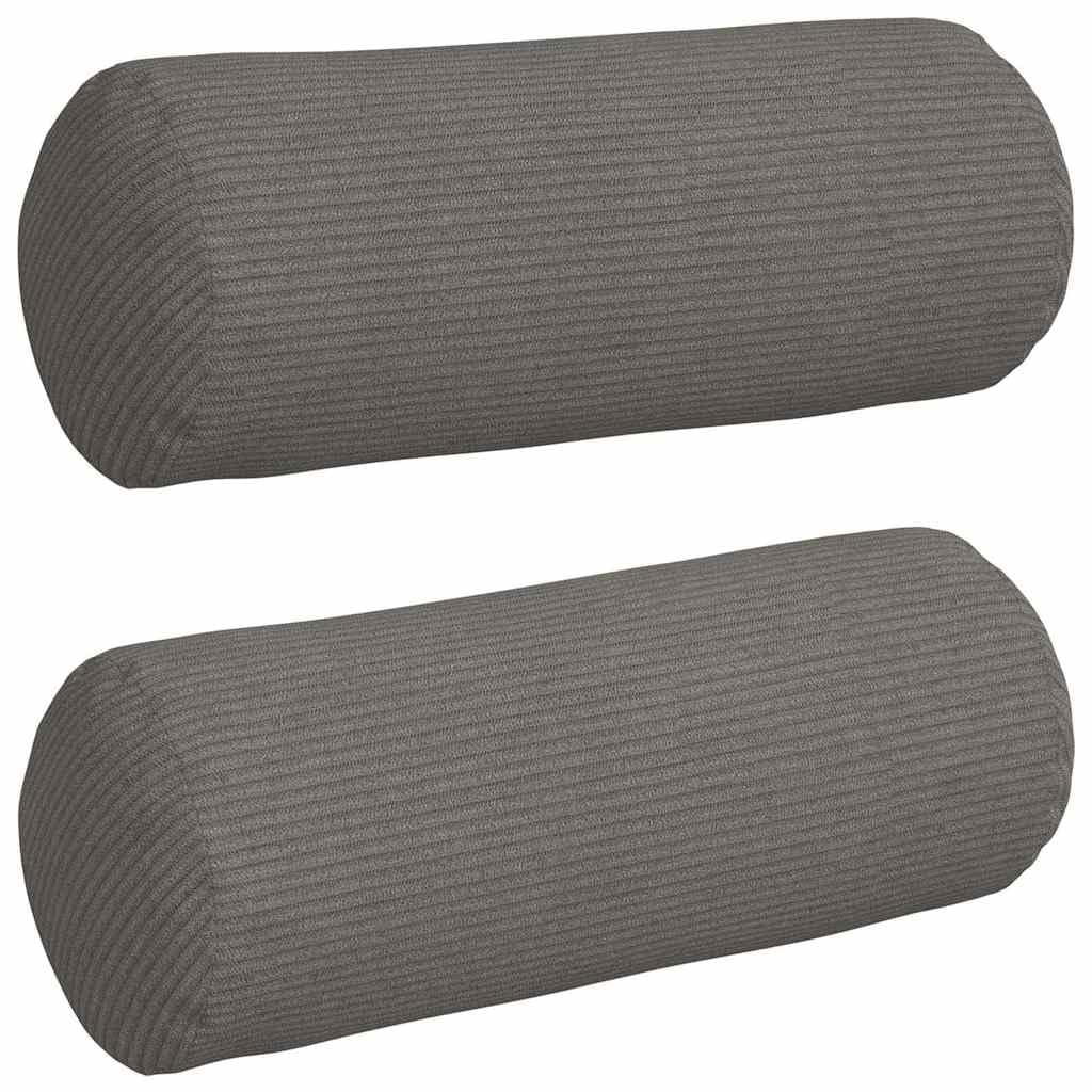 Poduszki bolster zestaw 2 szt., jasnoszare, Ø 15 x 40 cm, z miękkiego materiału sztruksowego, cylindryczne, do salonu, sypialni, komfort wewnątrz