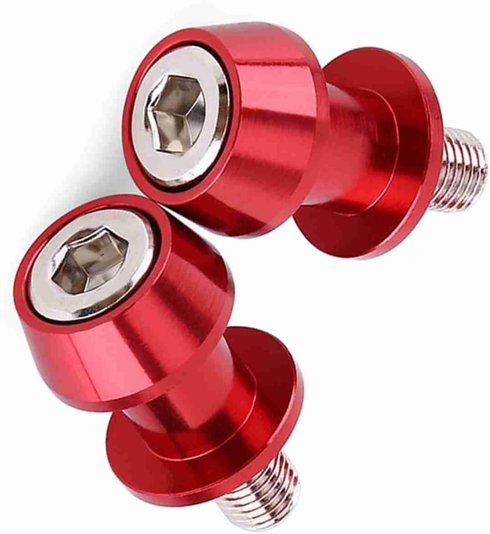 Motorcycle CNC Aluminium Alloy Swing Arm Spool Sliders Stand Swingarm Bobbins(8mm, Red)