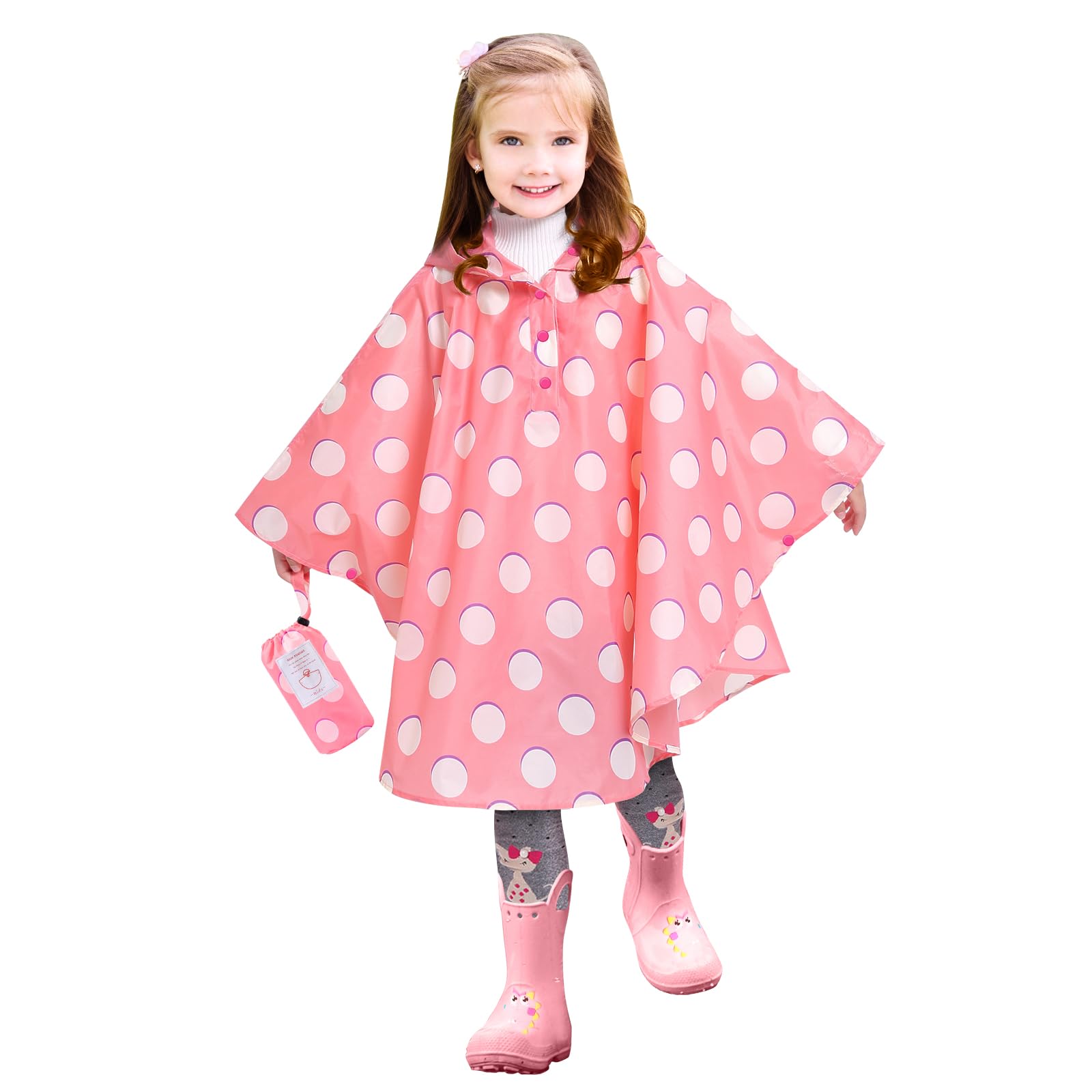 LAMA Regenponcho Kinder, Regenmantel Mädchen Leichter Kinder Regenjacke, Wiederverwendbar Regenbekleidung Regencape mit Kapuze, Raincoat für Fahrrad Wandern Camping