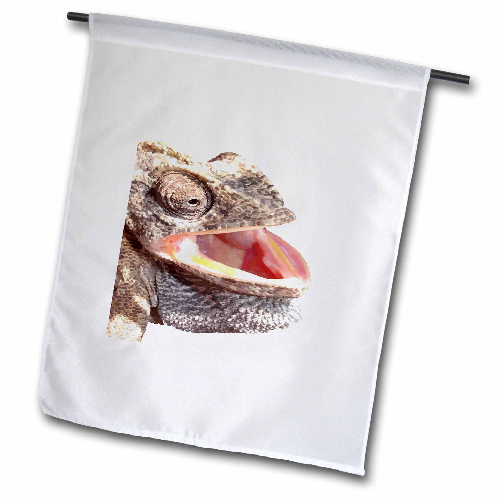 3dRose Geeky Chameleon Close Up Photograph Vector Cut Out - Flags (fl-383497-1)
