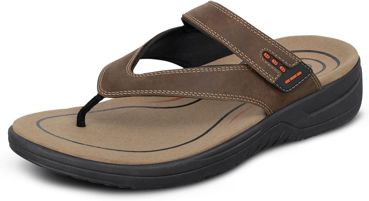 Orthofeet Men's Orthopedic Eldorado Adjustable Leather Thong Sandal