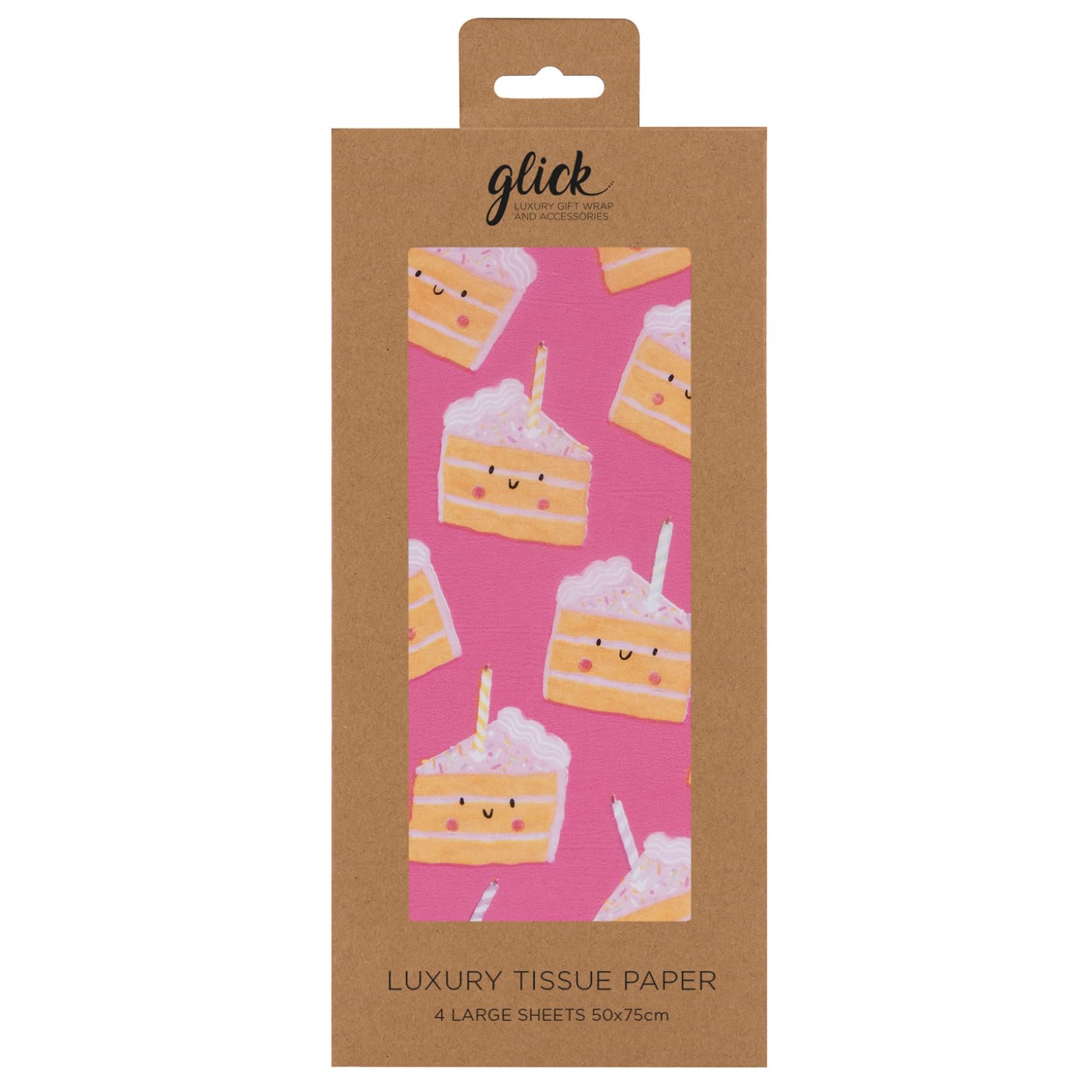 Glick 4 Sheets of Cakey Pink Tissue Paper. Each Sheet Measures 75 x 50cms When Opened and is Suitable for Birthdays & Other Celebrations, Oink