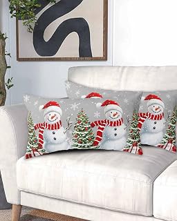 DecorLovee Grey Snowman Christmas California King Pillow Case - Microfiber Bed Throw Pillow Covers, Tree Snowflake Gifts Decorative Lumbar Pillow Cover with Envelope Closure for Sofa/Travel 20"x40"