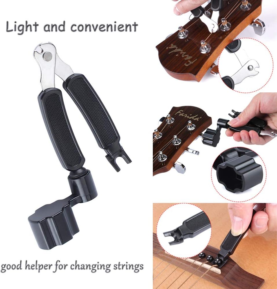 Guitar Bone Bridge Saddle Nut Bone Bridge Pins Made And String Winder Cutter and Bridge Pin Puller, Guitar Repair Tool Functional 3 in 1 : Musical Instruments