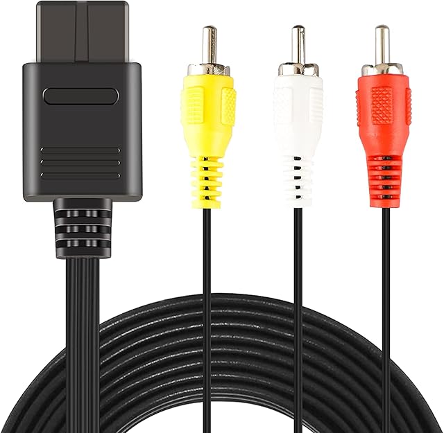 6Ft AV Composite Video Cable Cord Compatible with Nintendo 64/N64/GameCube/Super Nintendo SNES TV Game