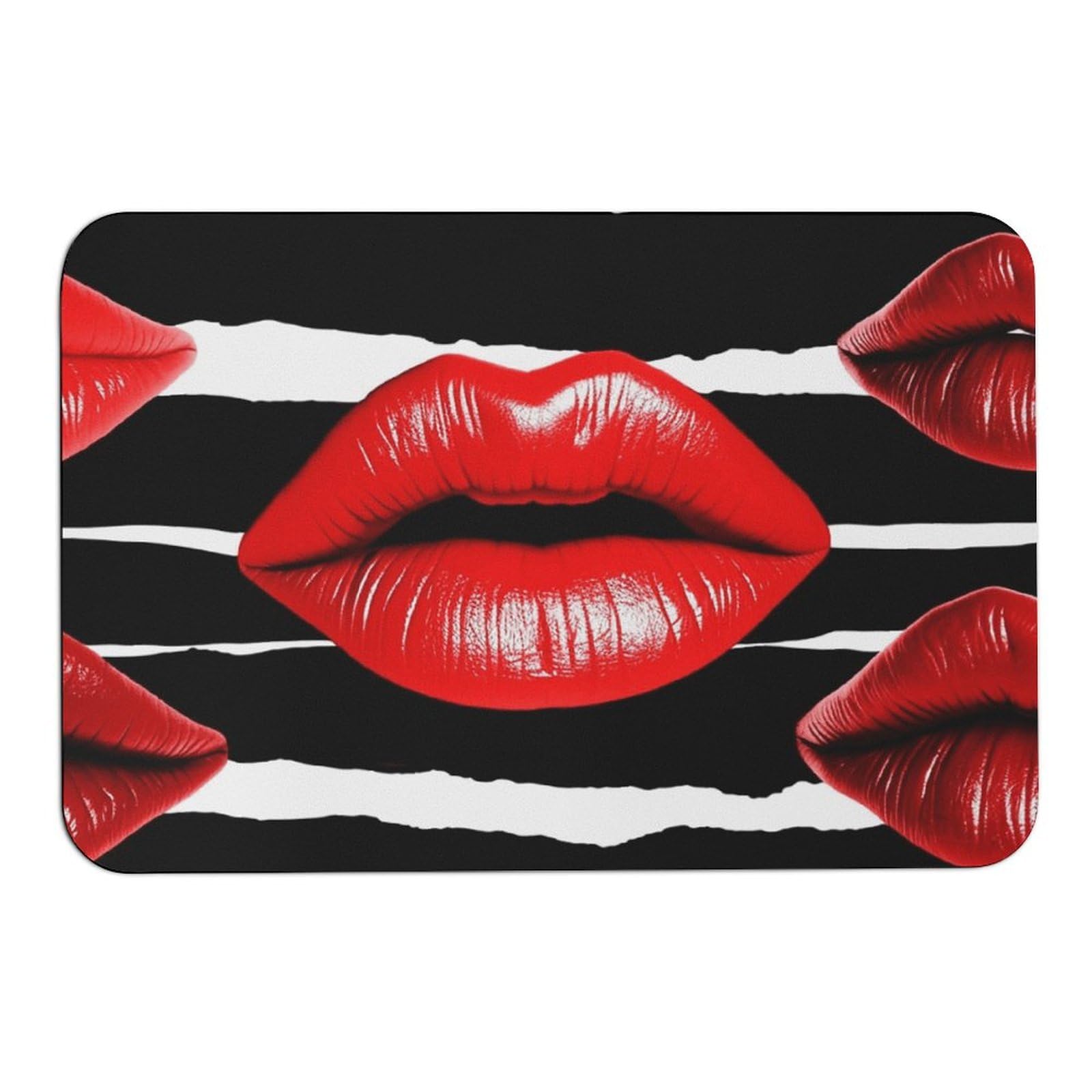 Tapis de bain Red Lips Kiss antidérapant super absorbant pour douche et baignoire 60x40 cm