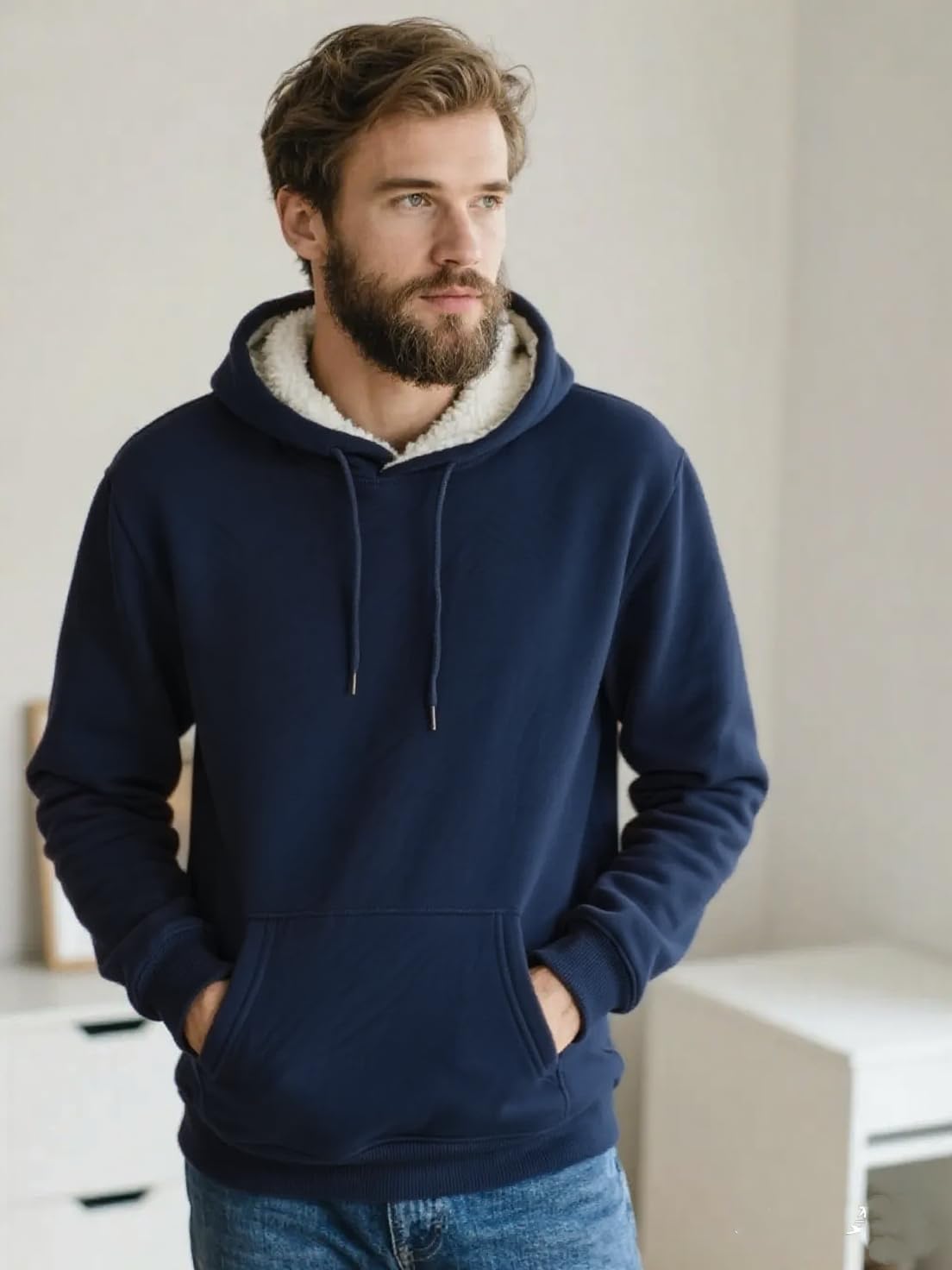 Herren Fleece Kapuzenpullover Winter Warm Hoodie