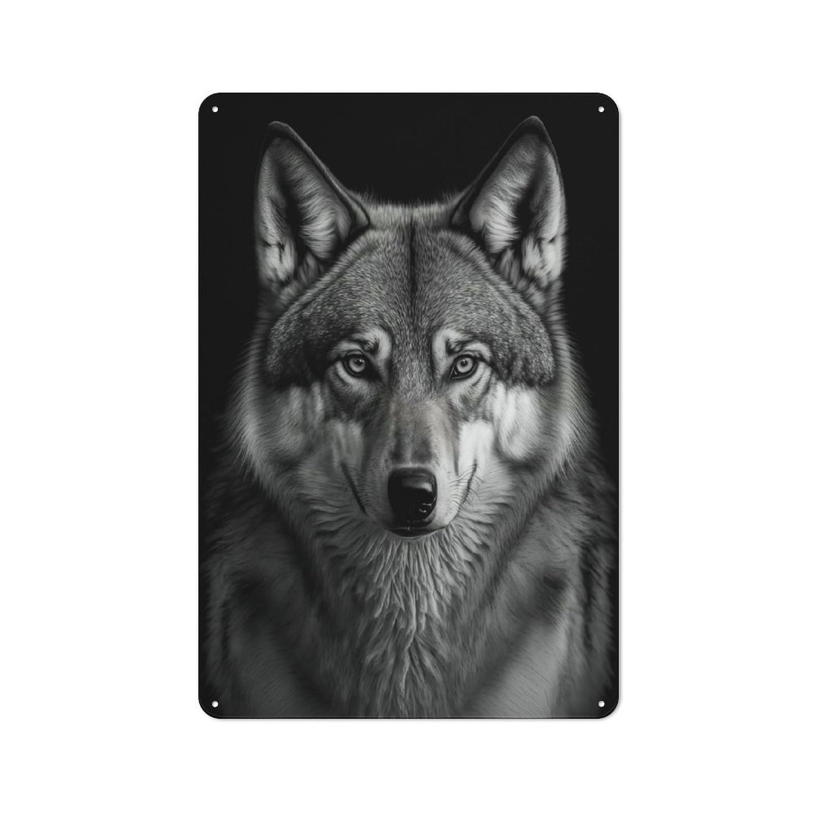 Smart Portrait of A Wolf Office Metal Sign 30x20cm, Creative Space Decor for Home Office, Reading Corner Or Bedroom
