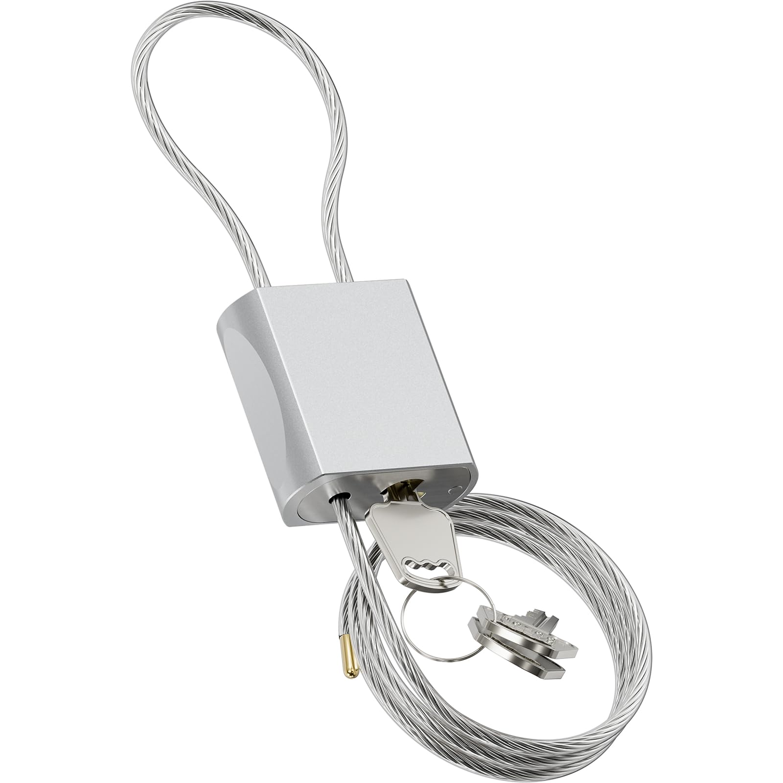 Cable Padlock Free Adjustable Lock 3 Keys, 3.28ft/1m Silver