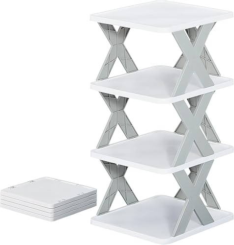 Miniatura 3 de VECELO Zapatero estrecho vertical de 4 niveles, zapatero independiente, estante delgado para zapatos de fácil montaje, organizador de zapatos