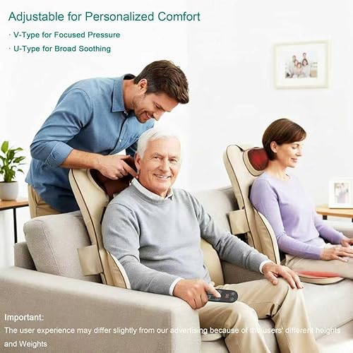 Miniatura 2 de Shiatsu - Almohadilla para silla masajeadora de cuello y espalda con calor, amasamiento de espalda completa, balanceo y vibración, altura e