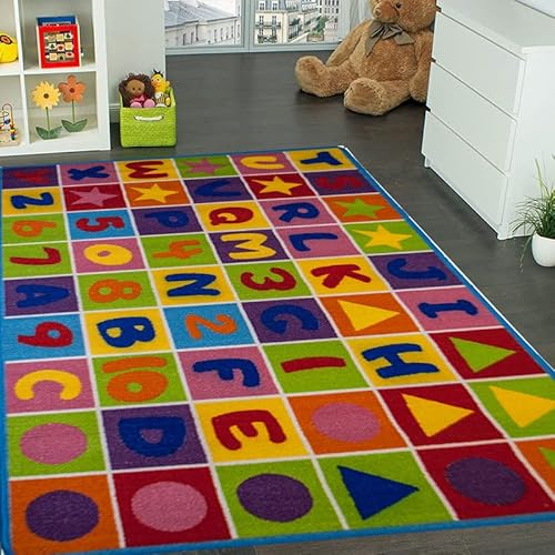 image for Mybecca Kids Rug Numbers and Letters Area Rug 3' x 5' (3'3