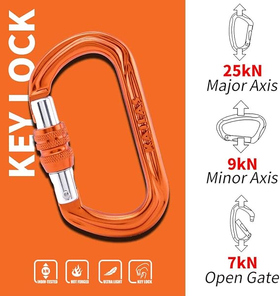 Kailas Locking Carabiner CE Certified Oval Constructed Rock Climbing Mountaineering Rescure Standard Alumimun 25KN