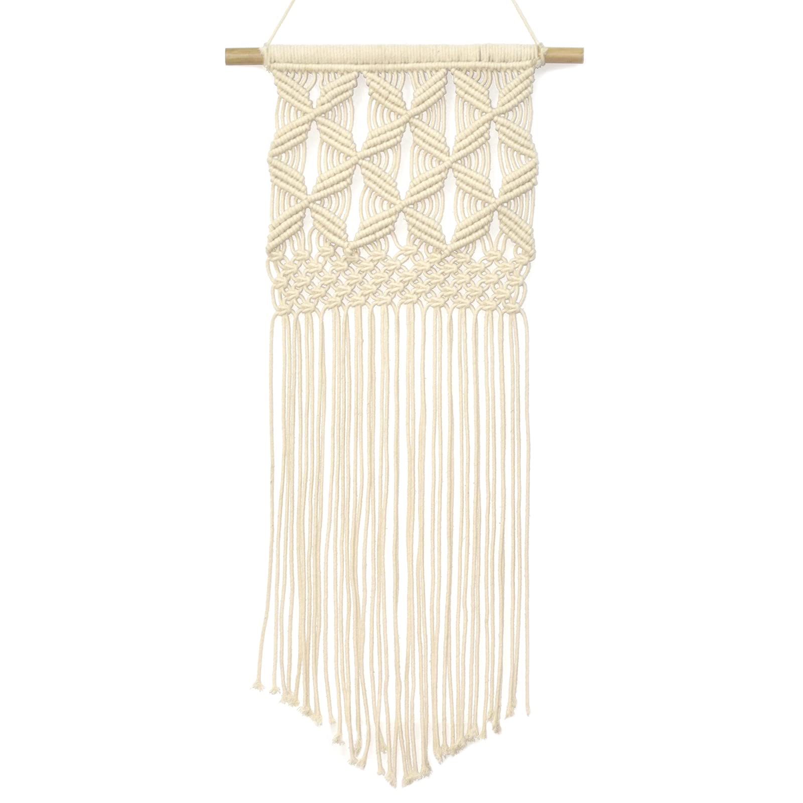 Asian Hobby Crafts Cotton Macrame Handwoven Bohemian Style Wall Hanging- 16 x 30 inches