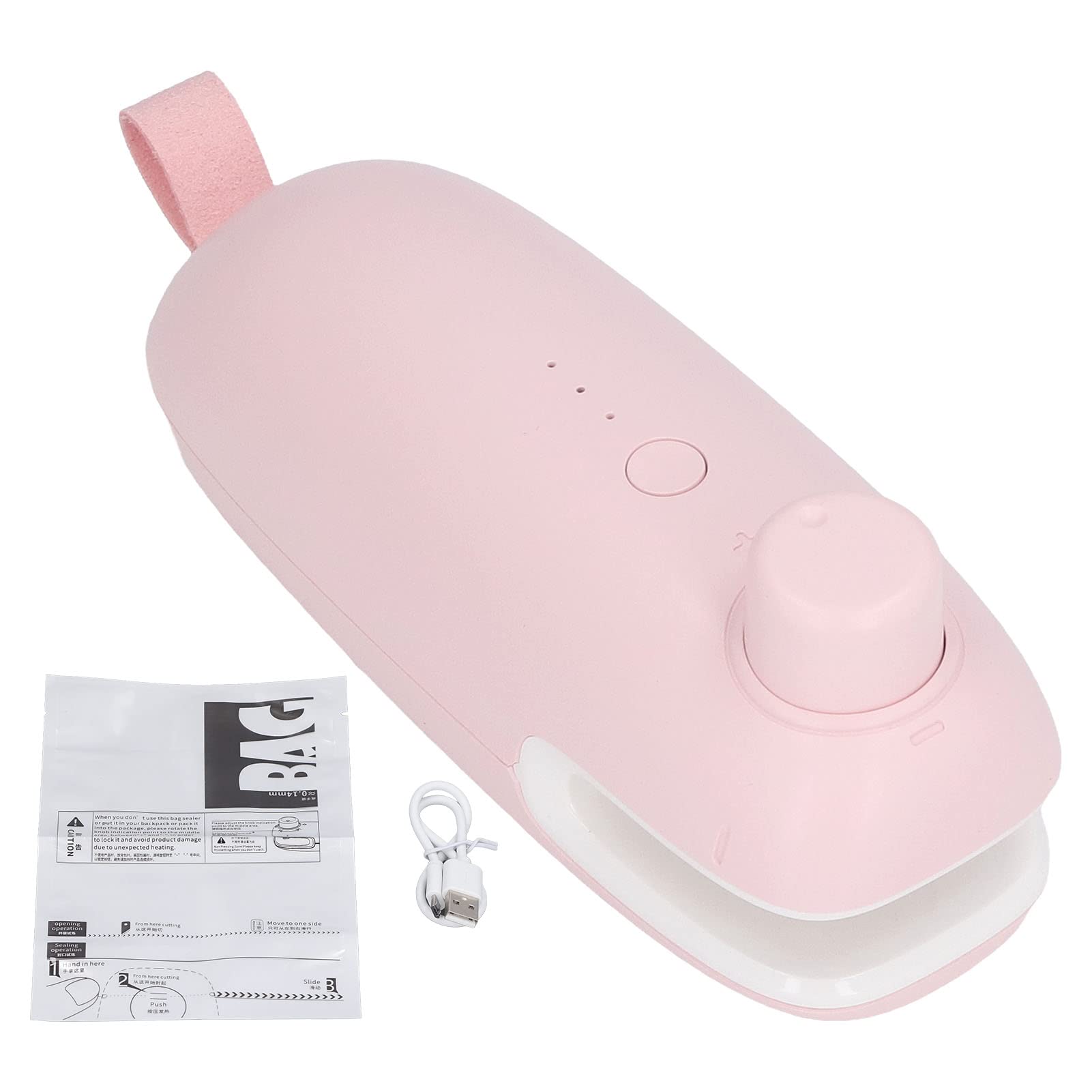 UadmeMini Bag Sealer Portable Chip Bag Sealer Chip Bag Seal Tool Heat Vacuum Sealer Portable Sealing Machine Food Kitchen Sealing Resealer for Plastic Bags Storage Snack Cookies Fresh(Pink)