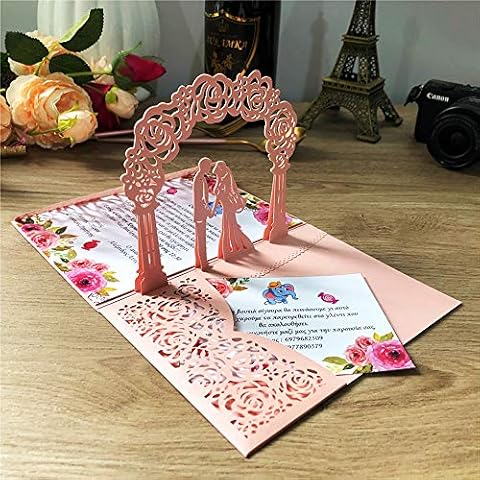 20 pièces Cartes d'invitation de mariage roses découpées au laser Cover