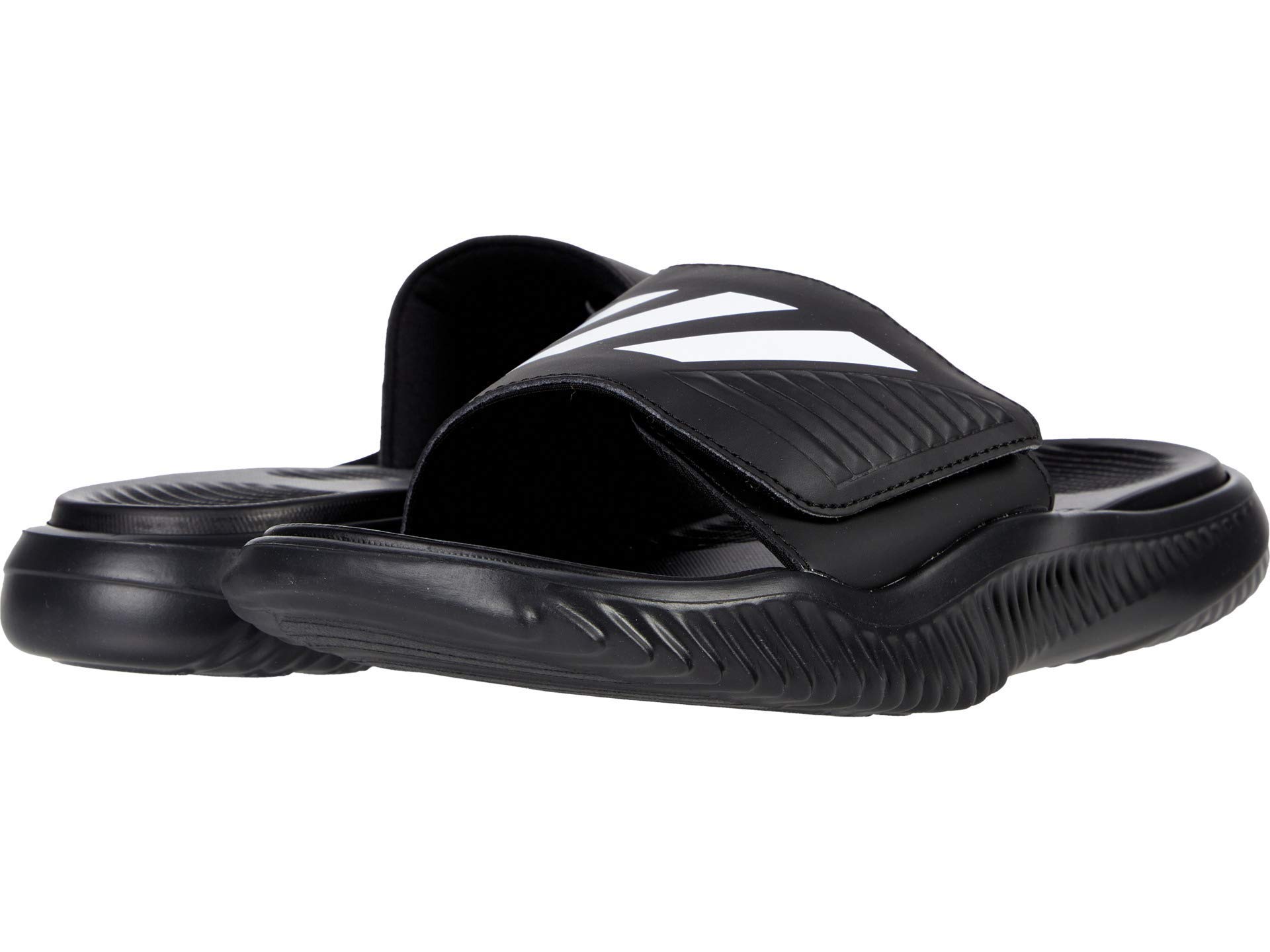 adidas Men's Alphabounce Basketball Slides Sandal, Black/White/Black, 10