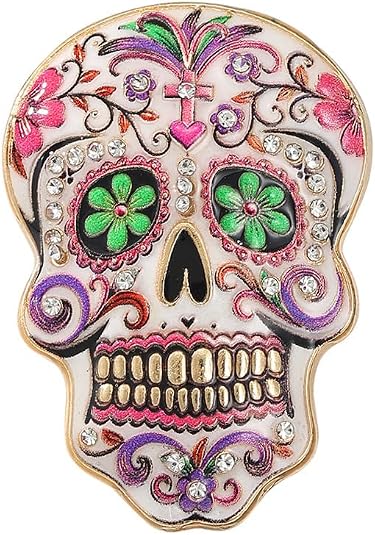MALOYANVE Day of the Dead Pin Sugar Skull Brooch