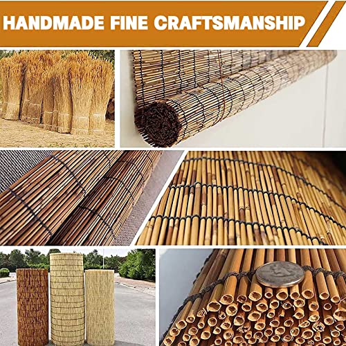 Sunshade Bamboo Reed Curtain Cordless Reed Blinds For Outdoor Patio Retro Bamboo Roll Up Shade Privacy Screen With Natural Faint Fragrance Easy To Hang Custom Size Three Colors To Choose From (Color #TOP6