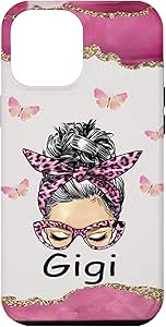 Amazon.com: iPhone 14 Plus Pink Themed Messy Bun Gigi Mom Glasses Bow