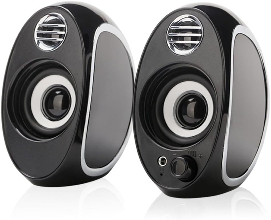 DX18 USB Powered Computer Speakers with Headphone Jack,10W Peak Power Apply To Any 3.5mm Port-Equipped Media Players(Black)