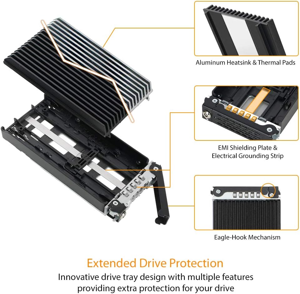 ICY DOCK ToughArmor MB720M2K-B - 4X PCIe 4.0 NVMe M.2 SSD up to 22110 Size to 4X MiniSAS HD Removable Frame, Full Metal Black