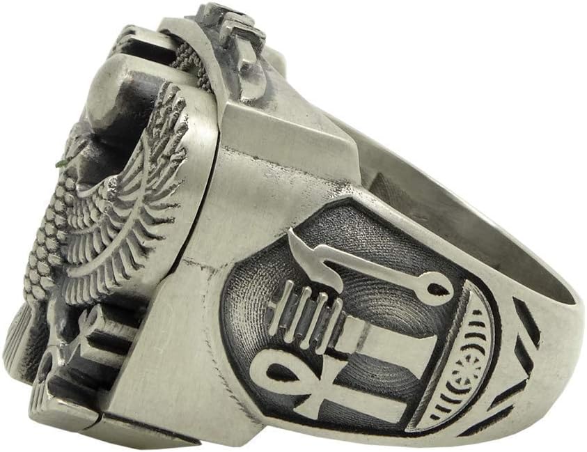 Egyptian Eagle Eye of Horus Falcon Sterling Silver 925 Ankh Mens Ring