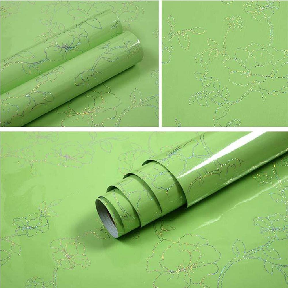Carta Mobili Adesiva Pvc Verde Chiaro Impermeabile Autoadesivo Fiore Carta Da Parati Mobili Rinnovamento Armadio Guardaroba Frigorifero Decorazioni Per La Casa 60 Cm X 10 M