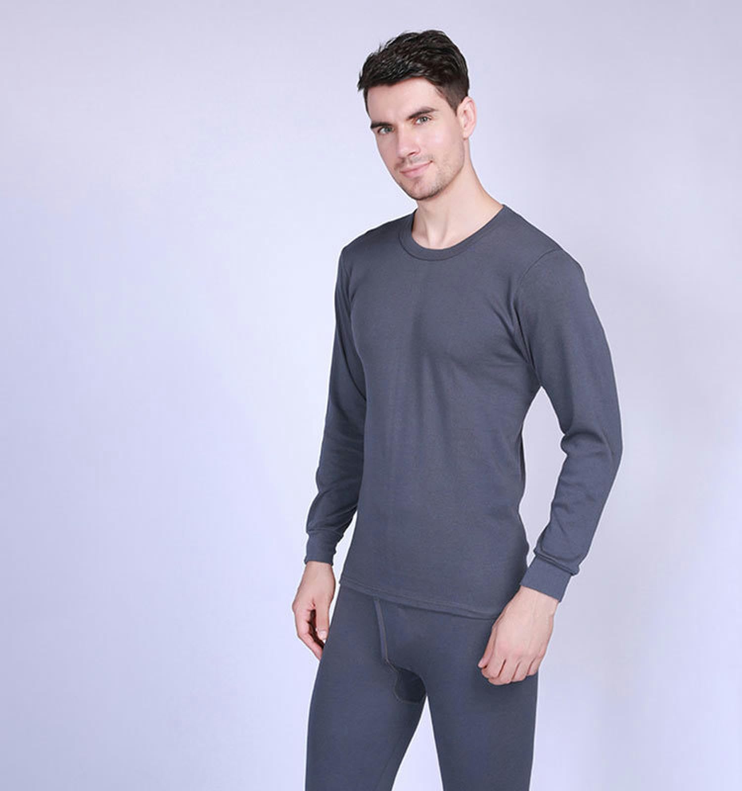 Ropa Termica Mujer Ropa Interior Térmica para Hombre, Conjunto Básico De Ropa Interior Térmica De Cuello Redondo De Algodón para Otoño E Invierno-Azul-l