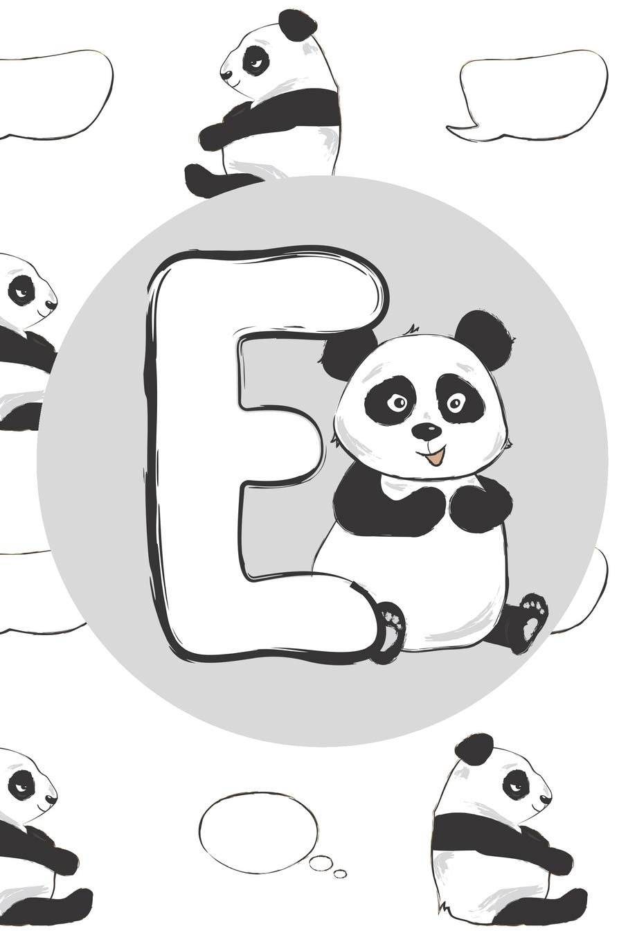 E: Initial E Monogram Notebook Journal Gift Cute Panda character design (Cute Panda Monogram Journals)