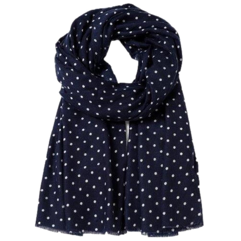 Purple Possum® Navy Polka Dot Scarf Dark Blue White Spotted Wrap Ladies Womens Wool Blend Spotty Shawl