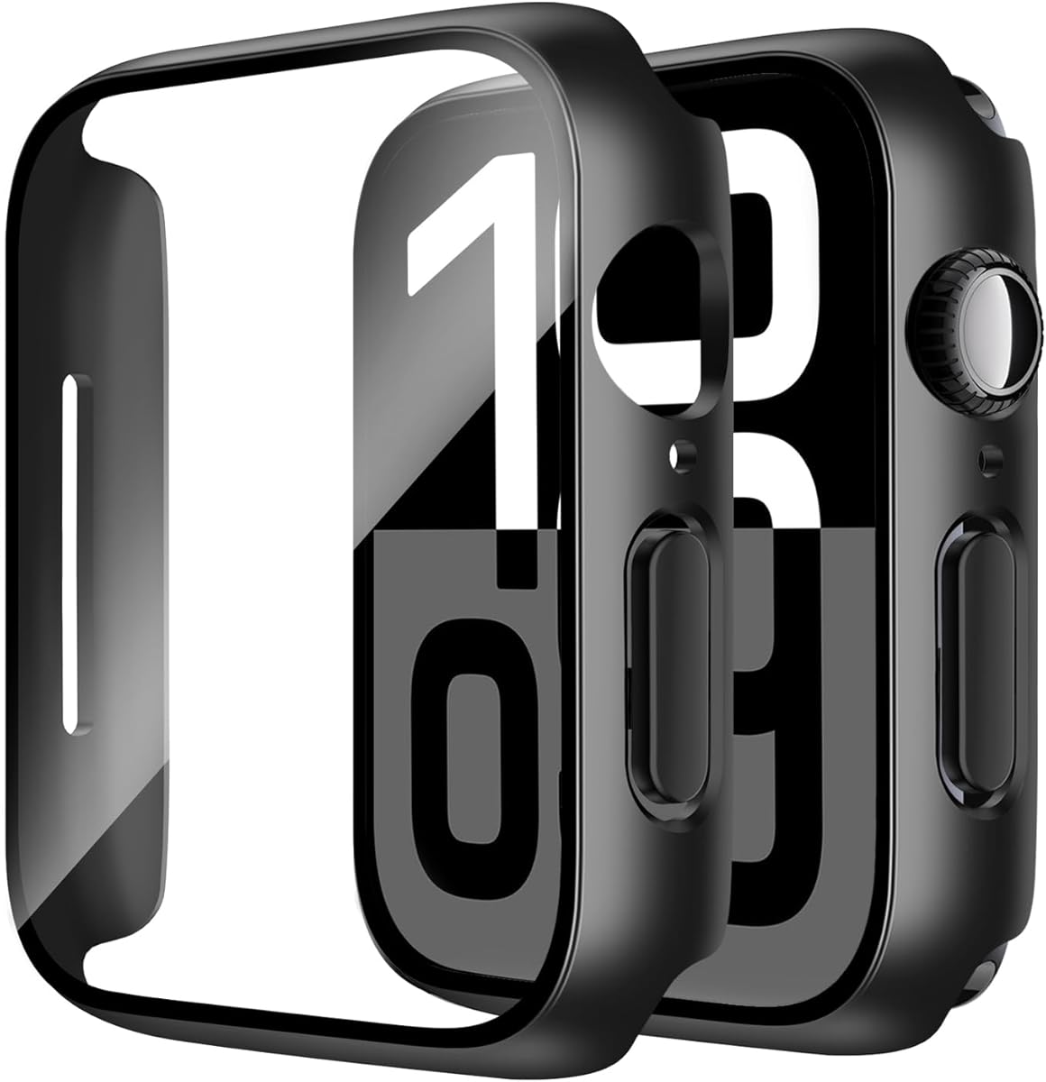 Smiling 2 Pack Case Compatible with Apple Watch Series 11 (2025)/Series 10 46mm with Tempered Glass Screen Protector, Hard PC Case Scratch-Resistant Overall Protective Cover- Black