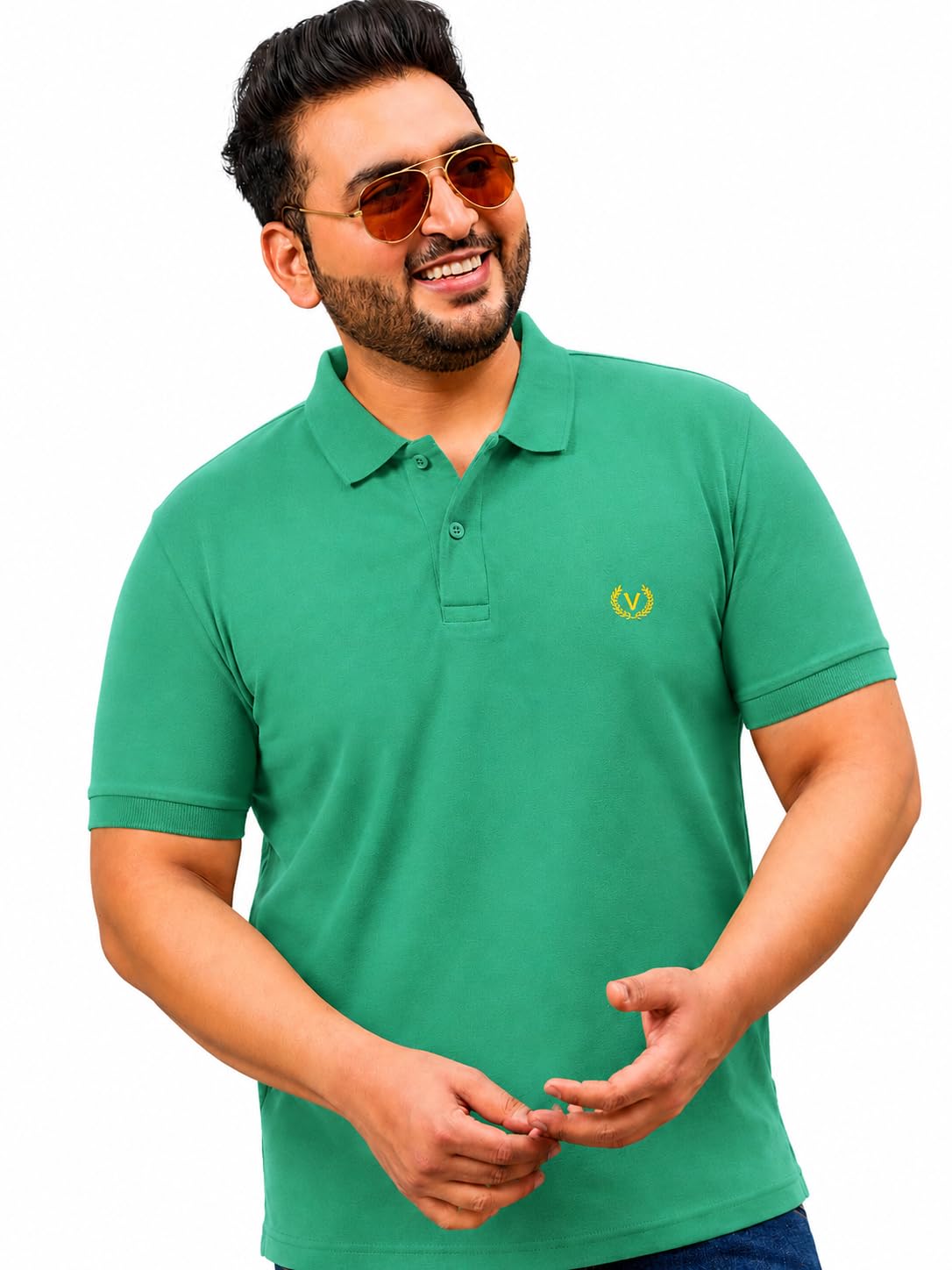 mack jonney Plus Size Men's Solid Polo T-Shirt | Premium Cotton Blend Collared Half Sleeve Regular Fit Casual Polo Tee for Men-MJ-1-picture-13