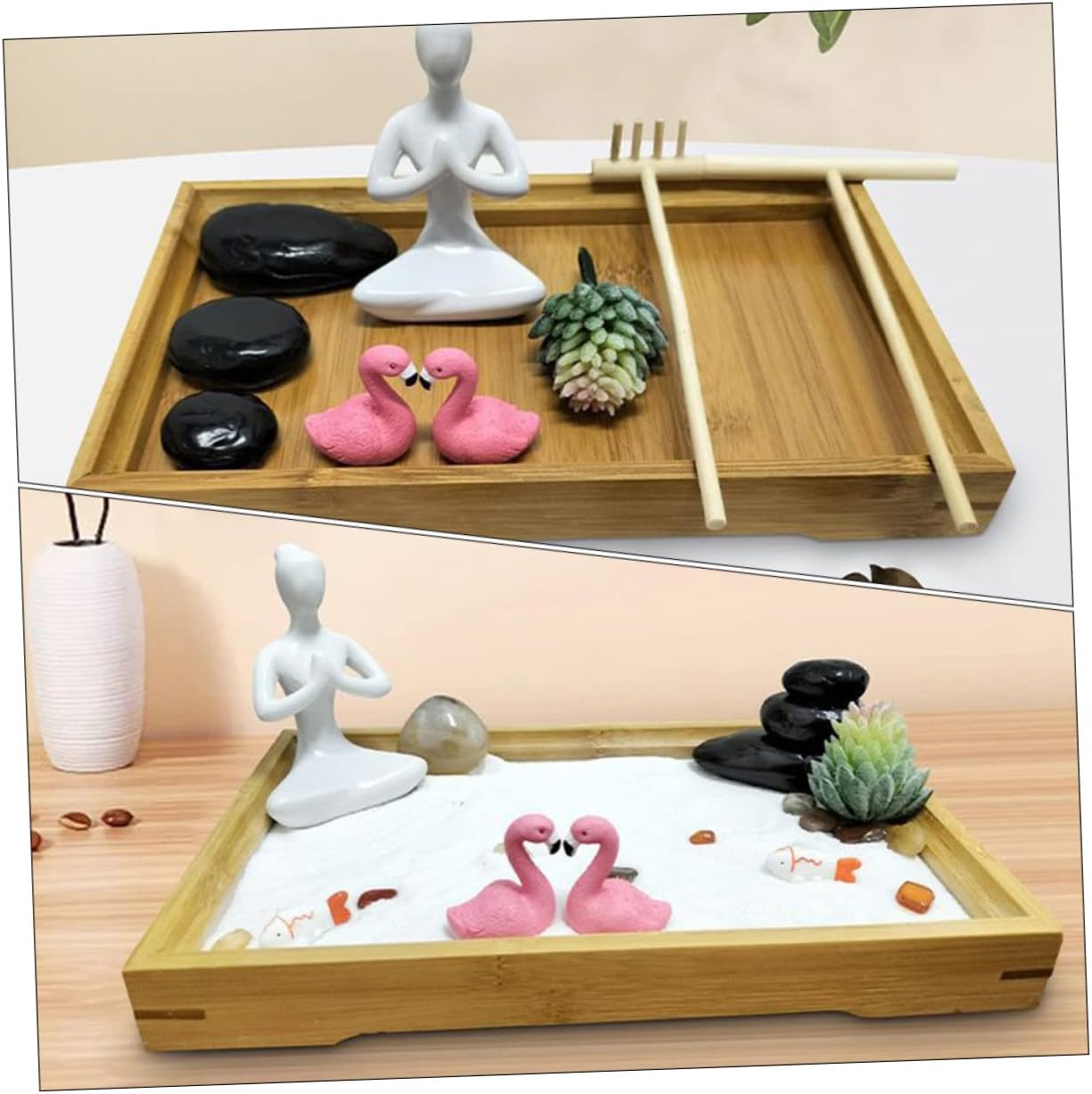 Decorative Zen Sand Table Ornaments Meditation Garden Box Tabletop Decor for Home