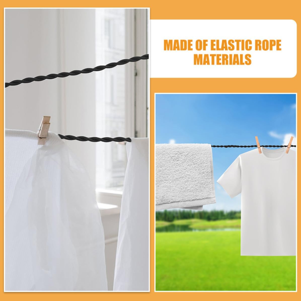Elastic Clothesline 1.5m with Hooks for Outdoor Travel Hiking image 5