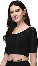 EVELIX Designer Comfortable Cotton Lycra Blouse for Women, Scoop Round Neck Stretchable Blouse for Any Saree and Choli, Perfect for Every Occasion