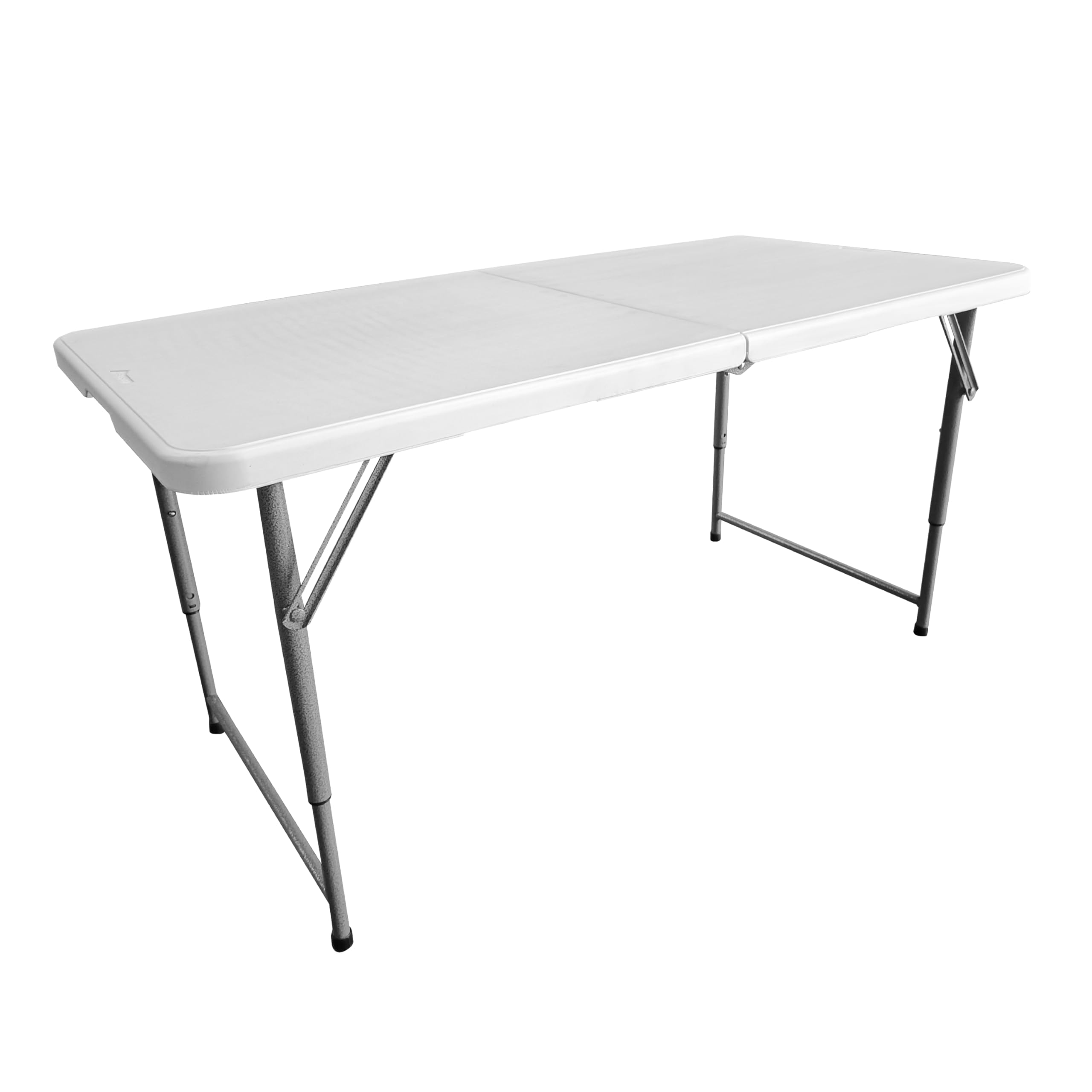 Photo 1 of Height Adjustable 4 FT Granite White Folding Table – Premium 4 Foot Folding Table Ideal for Camping, Picnic, Party or as Kids Table