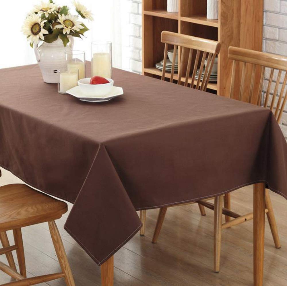 Nappe rectangulaire marron coton lin anti-taches visuelles pour table de cuisine