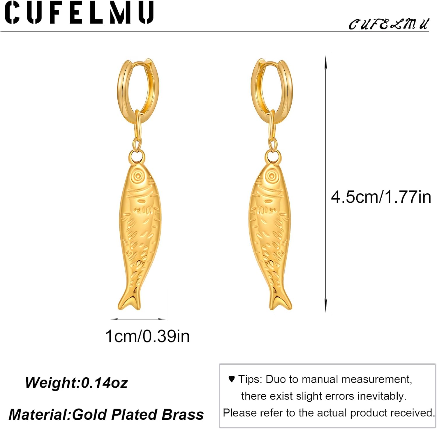 Gold Fish Dangle Earrings for Women, Fun Ocean-Inspired Hoop and Drop Styles for Summer Beach Look - Image 5