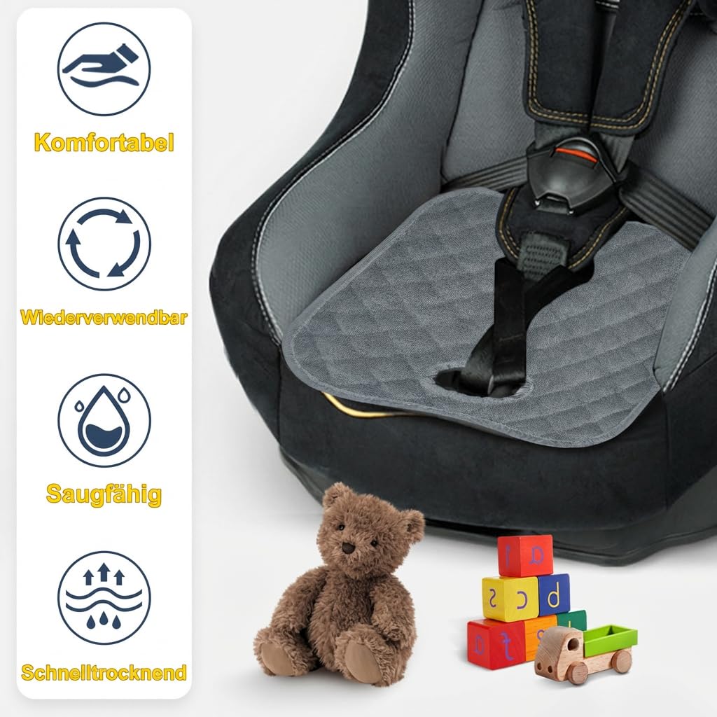 2PCS Waterproof Baby Car Seat Protectors, Car Seat Protector Potty Training Liner for Toddler Baby Kids (Grey&Black） — view 4