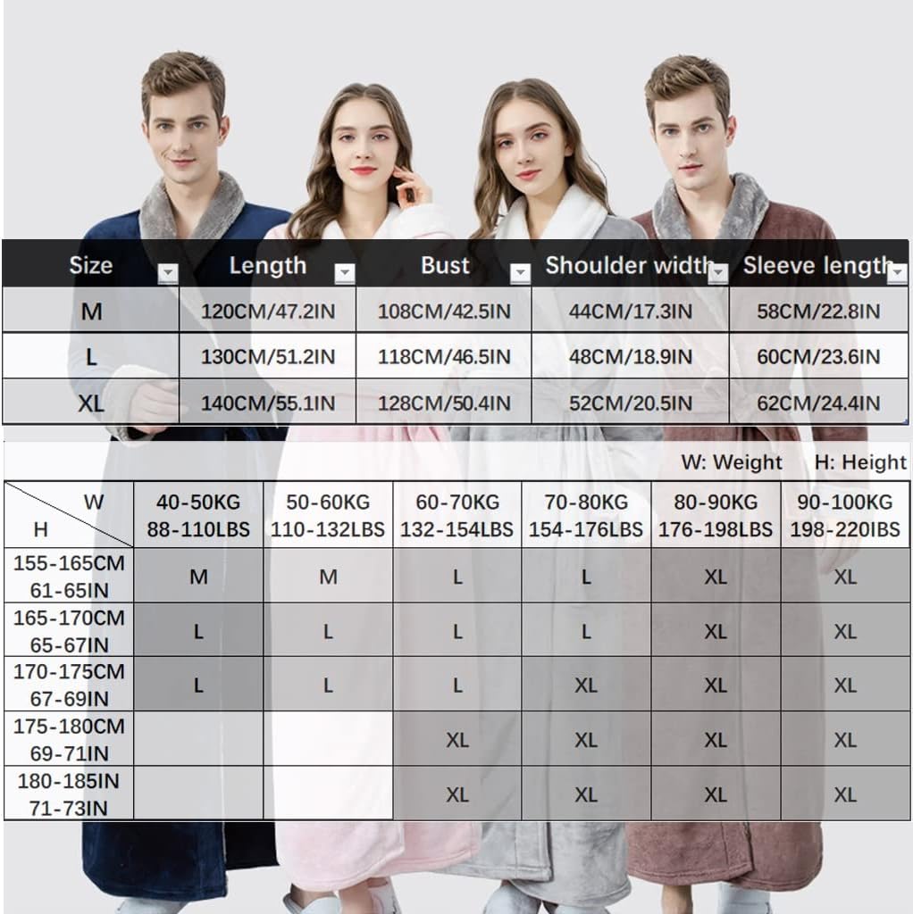 KITCISSL Christmas Pajamas Autumn/Winter Warm Bathrobe for Women and Men, Women's Sleepwear Nightgown(Light Gray,Women M)