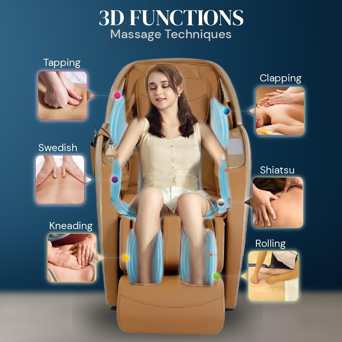 JSB MZ08 Full Body Massage Chair Recliner Zero Gravity for Home Stress Relief (Gold) Leather JSB MZ08 Full Body Massage Chair Recliner Zero Gravity for Home Stress Relief (Gold) Leather
