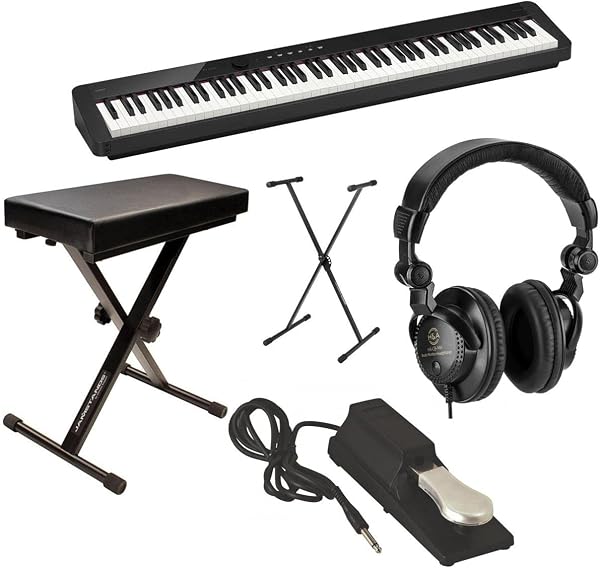 Casio PX-S1100 Privia - Piano digital portátil de 88 teclas con adaptador Bluetooth, paquete negro con auriculares de estudio, soporte para teclado, banco, pedal de mantenimiento 🥇✔️ ® A Pedido 🏆™