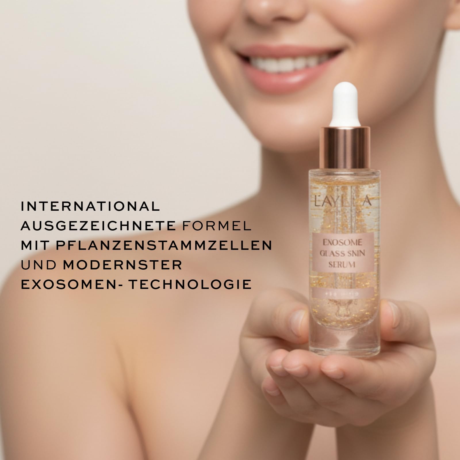 L'AYLLA Exosome Glass Skin Serum 20 ml - Cam Cilt Görünümü Veren Aydınlatıcı Serum | 24K Altın ve Goji Eksozomu ile Işıltı Veren Yaşlanma Karşıtı Bakım - Longevity Skincare