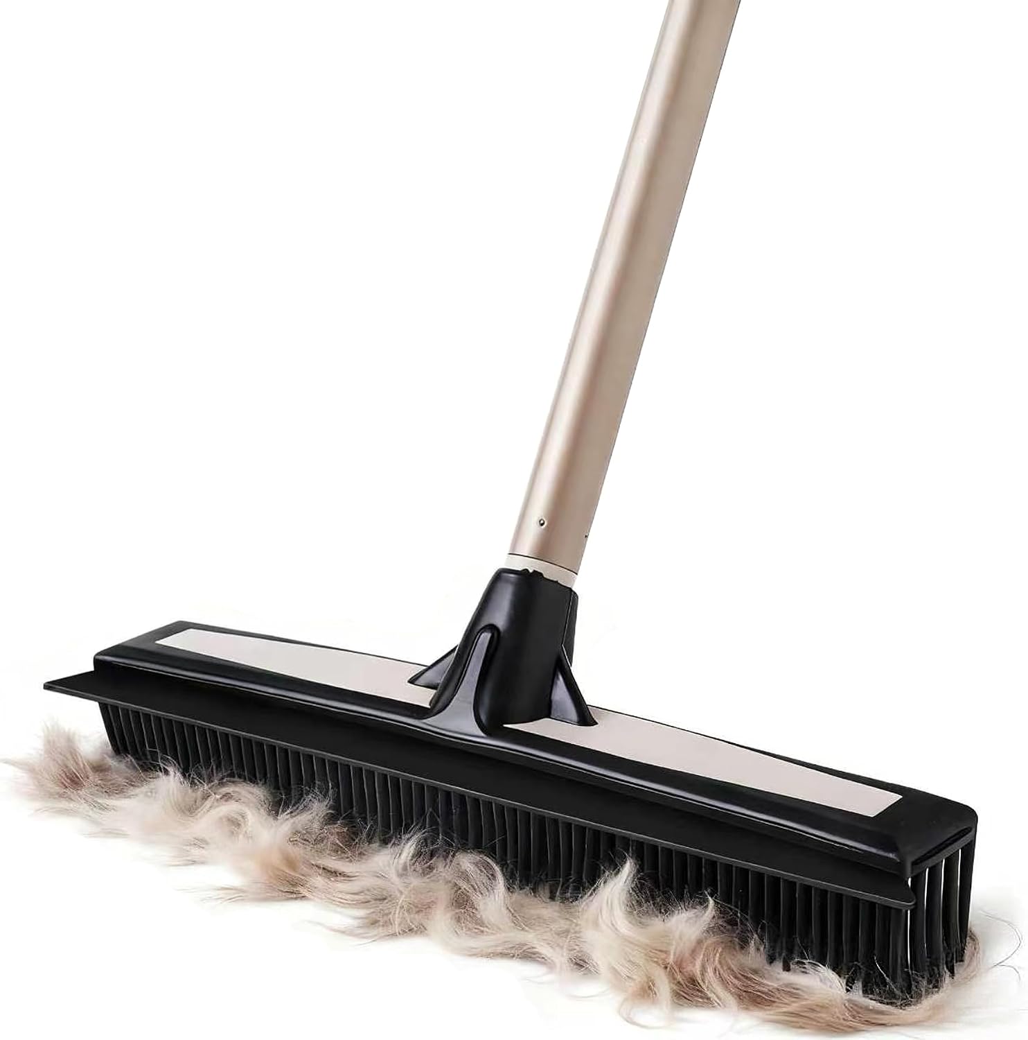 Eyliden Rubber Carpet Rake with Squeegee for Pet Hair & Floor Water Removal | 2-in-1 Push Broom, Fur Brush for Carpet Rug, Scrape for Liquid Spills on Hardwood Tile, 54" Telescopic Handle, 45° Angle Head